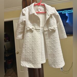 Charming White Heart Patterned Coat